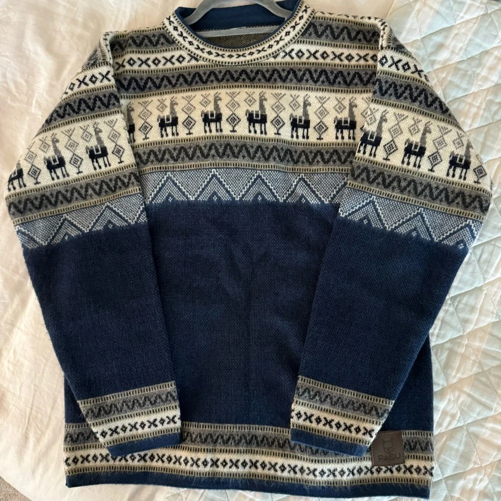 NWOT Alpaca Wool Sweater with Andean Llama Design Medium - Picture 14 of 16